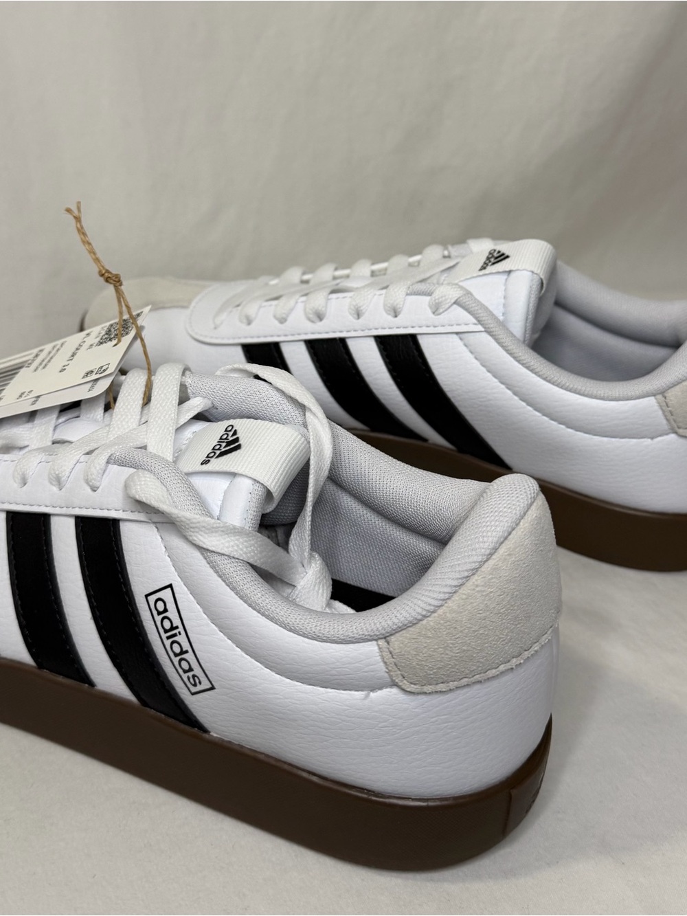 Adidas White Sneakers with Black Stripes and Brown Sole - Picture 4 of 4